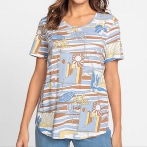 Olsen Hannah Regular Fit Top Coastal Large Cotton Beach Theme Vacation